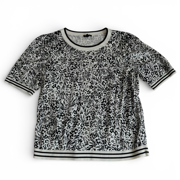 Talbots Sweaters - Talbots Women’s Black and White Short Sleeve Lightweight Sweater- LP